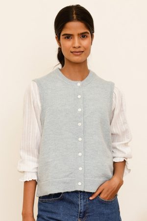 Alpaca Blend Gilet | Dusty Blue