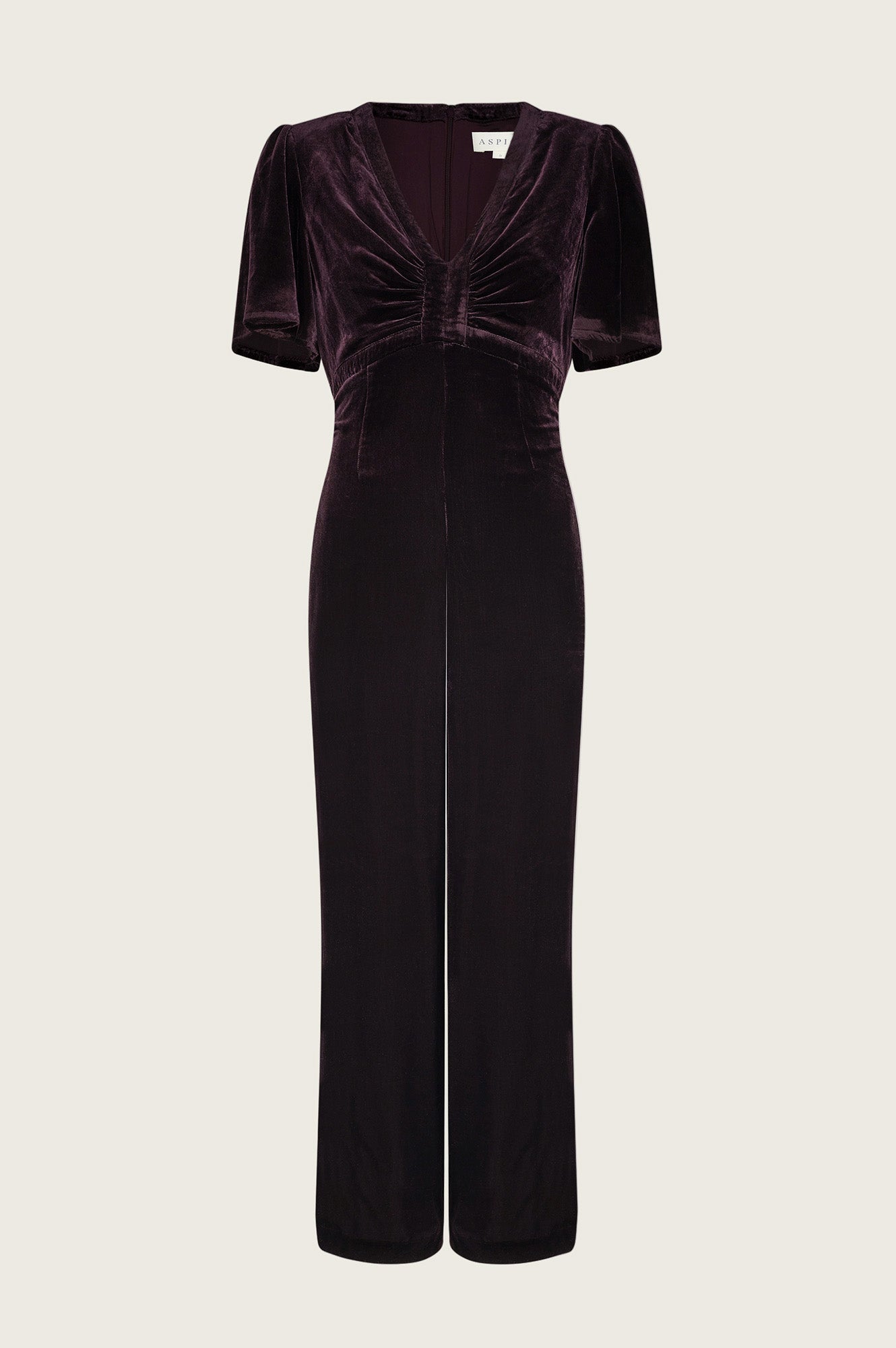 Anais Velvet V-Neck Jumpsuit | Aubergine - Image 7