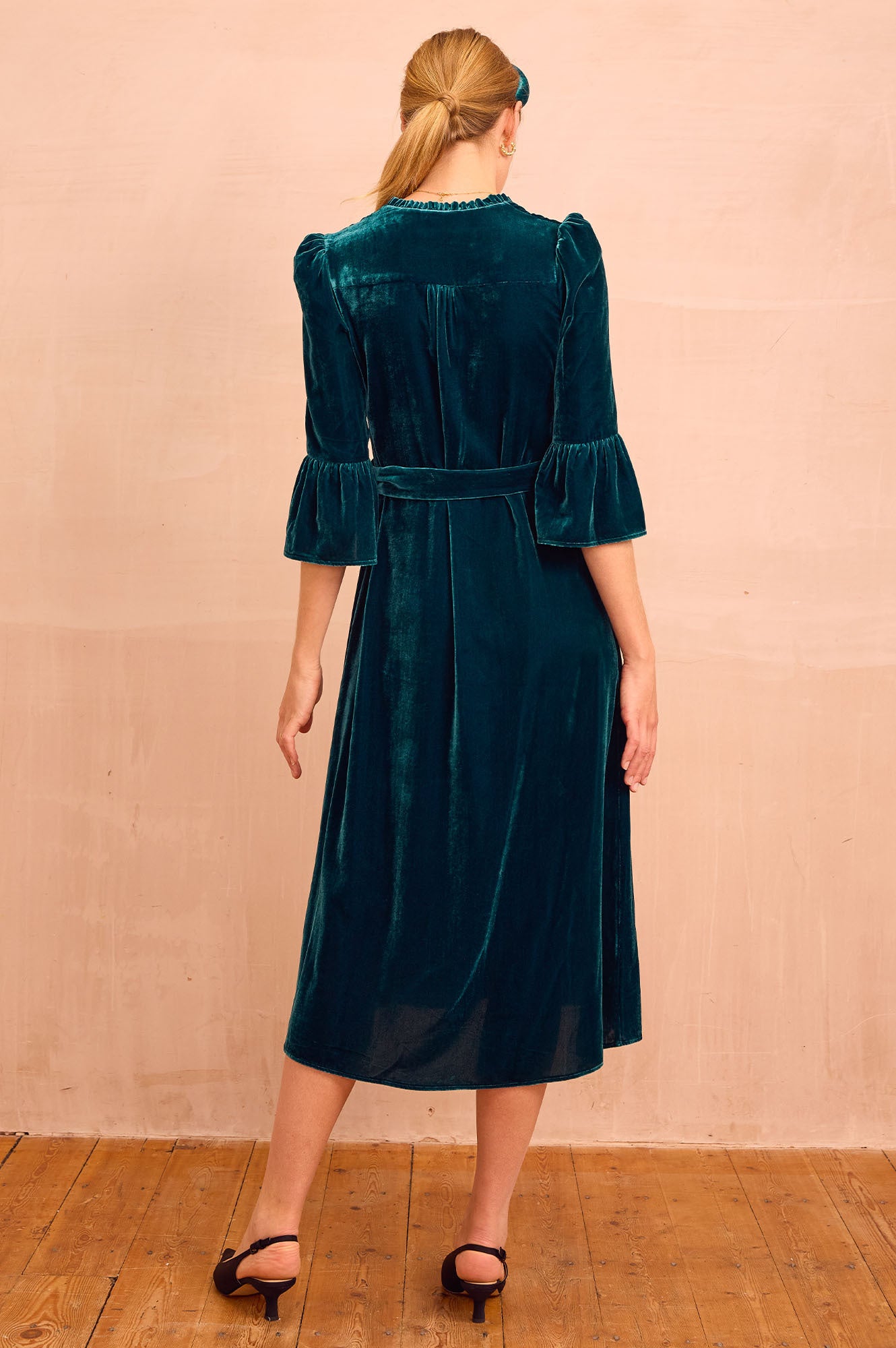 Astrid Velvet Dress | Teal - Image 7