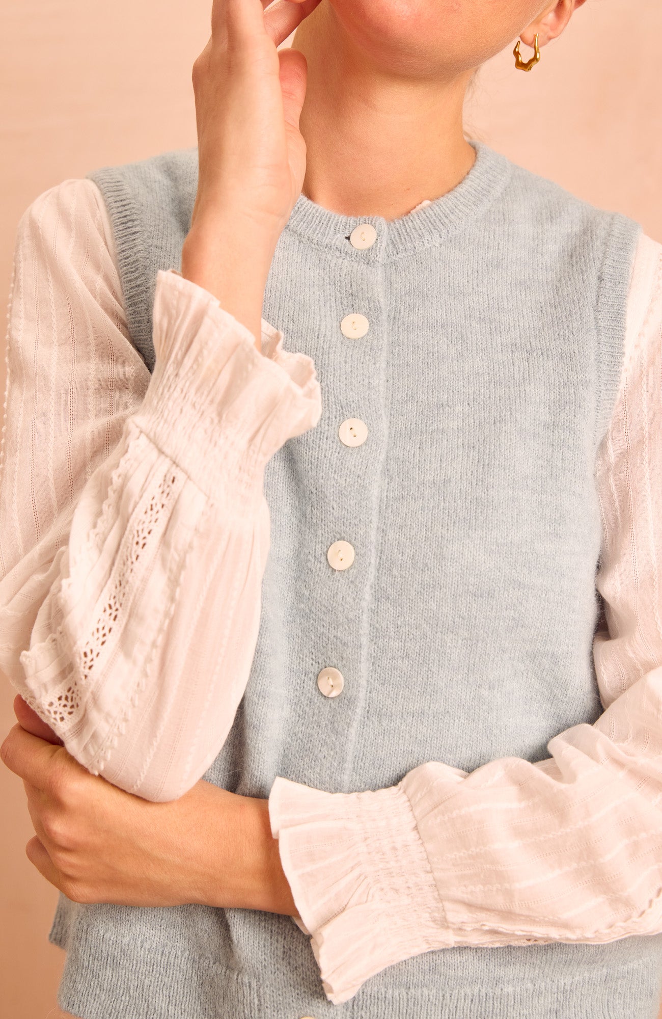 Alpaca Blend Gilet | Dusty Blue - Image 2