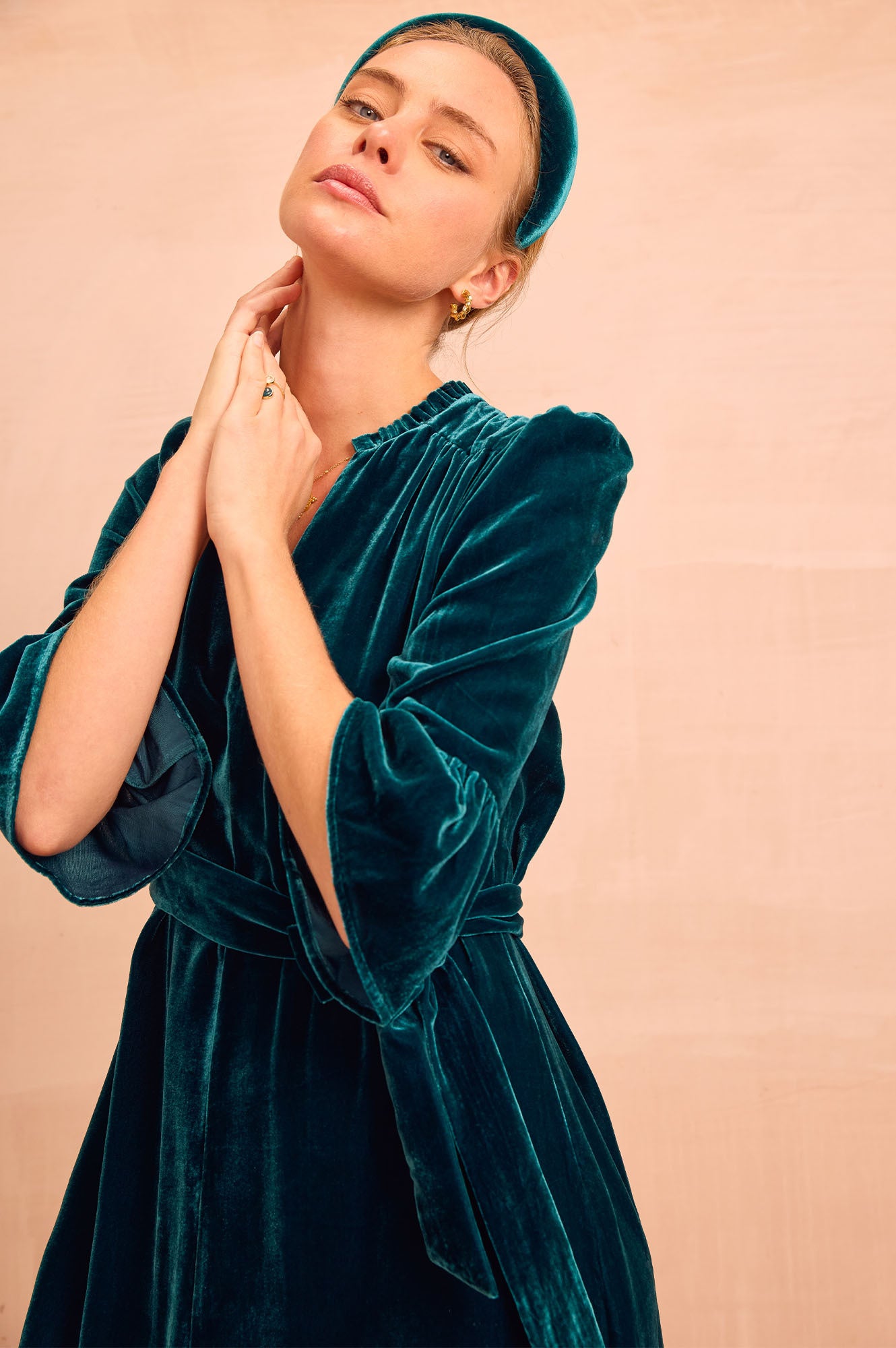 Astrid Velvet Dress | Teal - Image 6