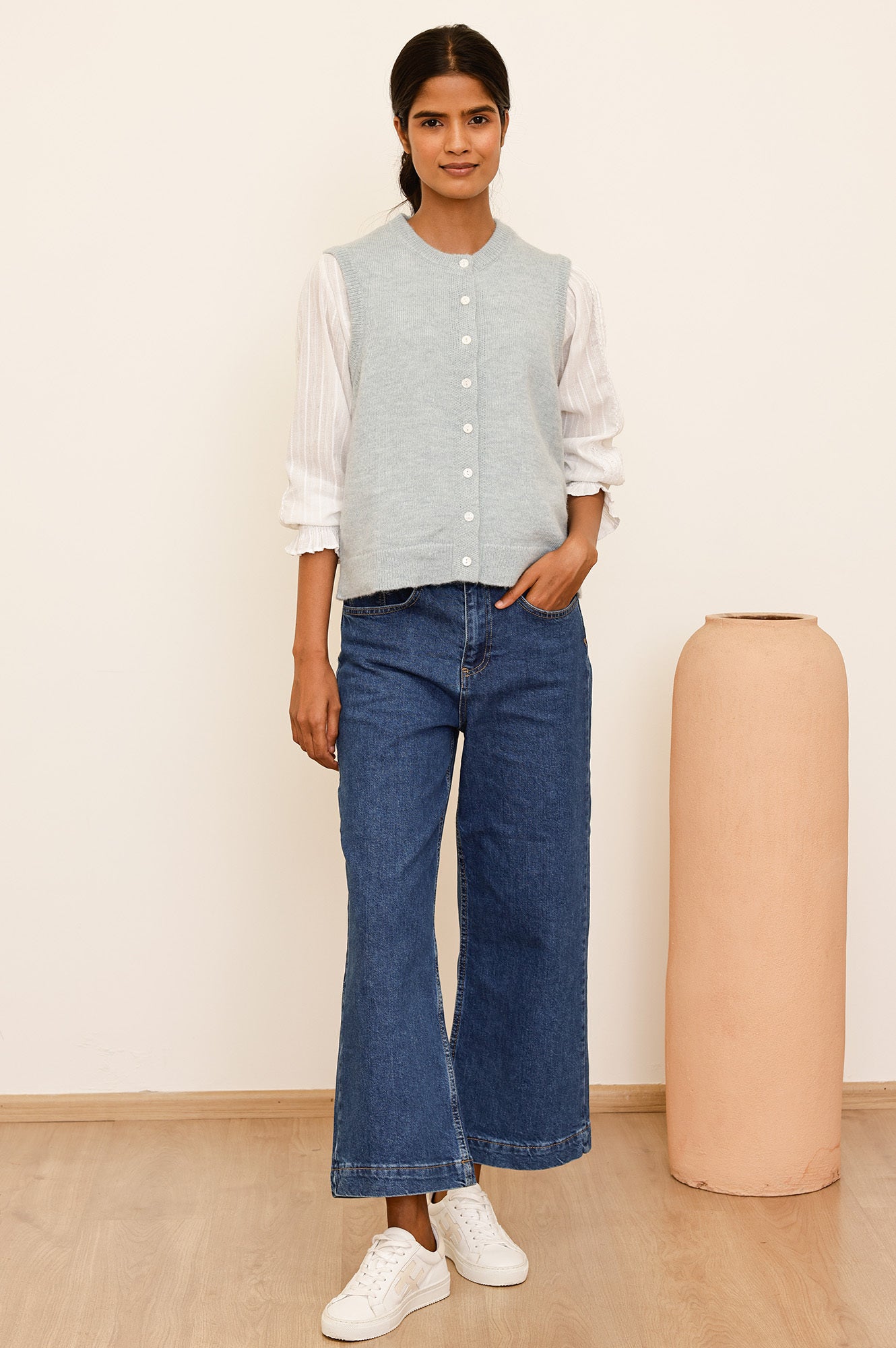 Alpaca Blend Gilet | Dusty Blue - Image 3