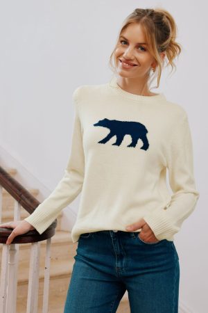 Merino Wool Polar Bear Jumper | Cream/Navy