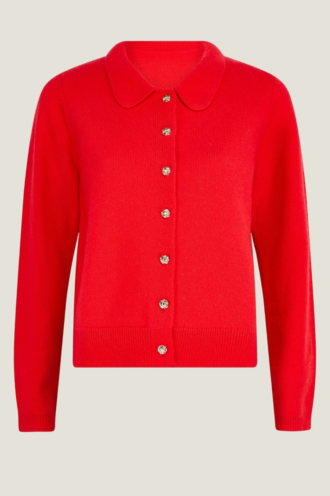 Cashmere Blend Collared Cardigan | Red - Image 4
