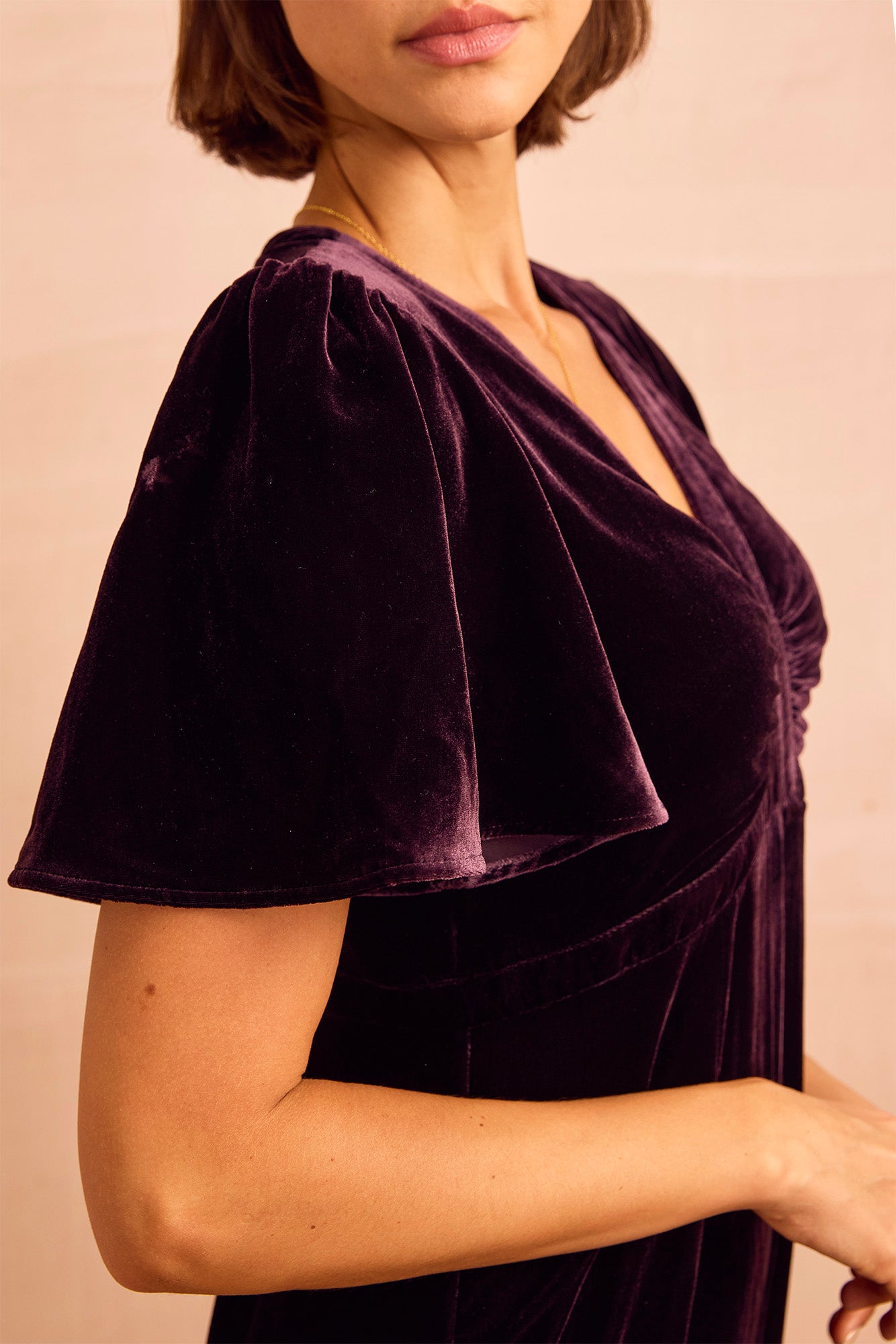 Anais Velvet V-Neck Jumpsuit | Aubergine - Image 3