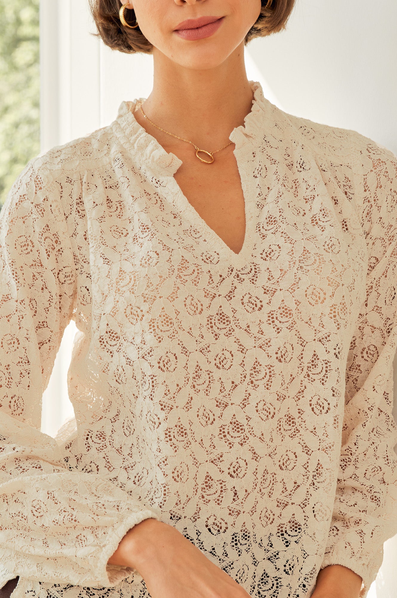 Amelie Lace Blouse | Ivory - Image 3