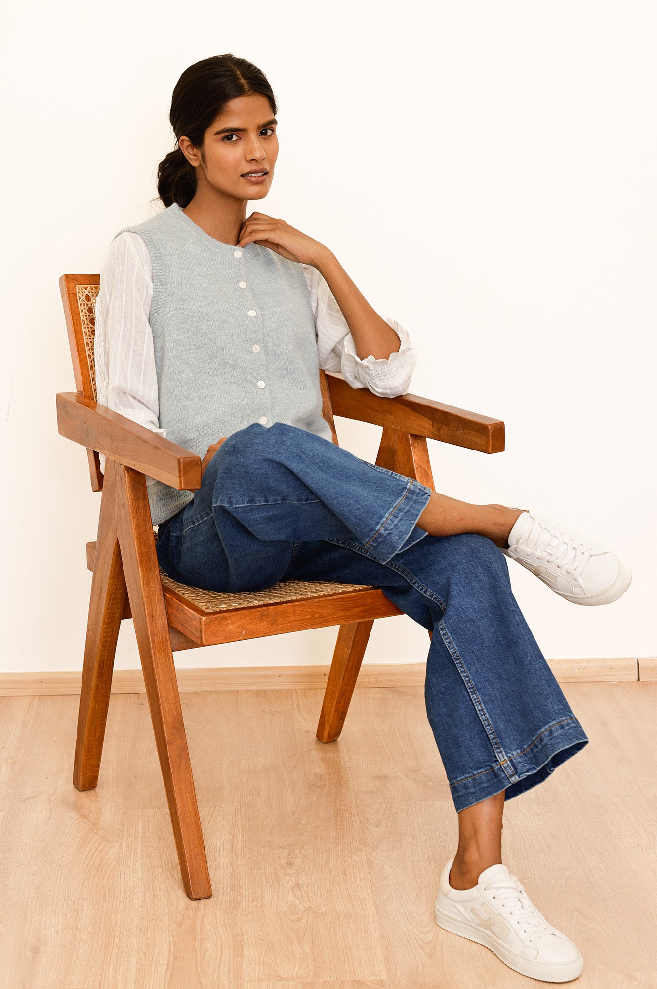 Alpaca Blend Gilet | Dusty Blue - Image 4