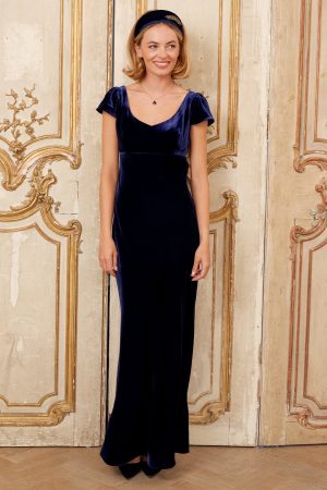 Lilah Velvet Maxi Dress | Navy