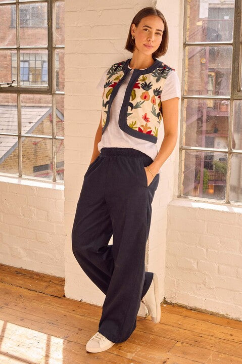 Pia Embroidered Gilet | Ecru/Multi - Image 3