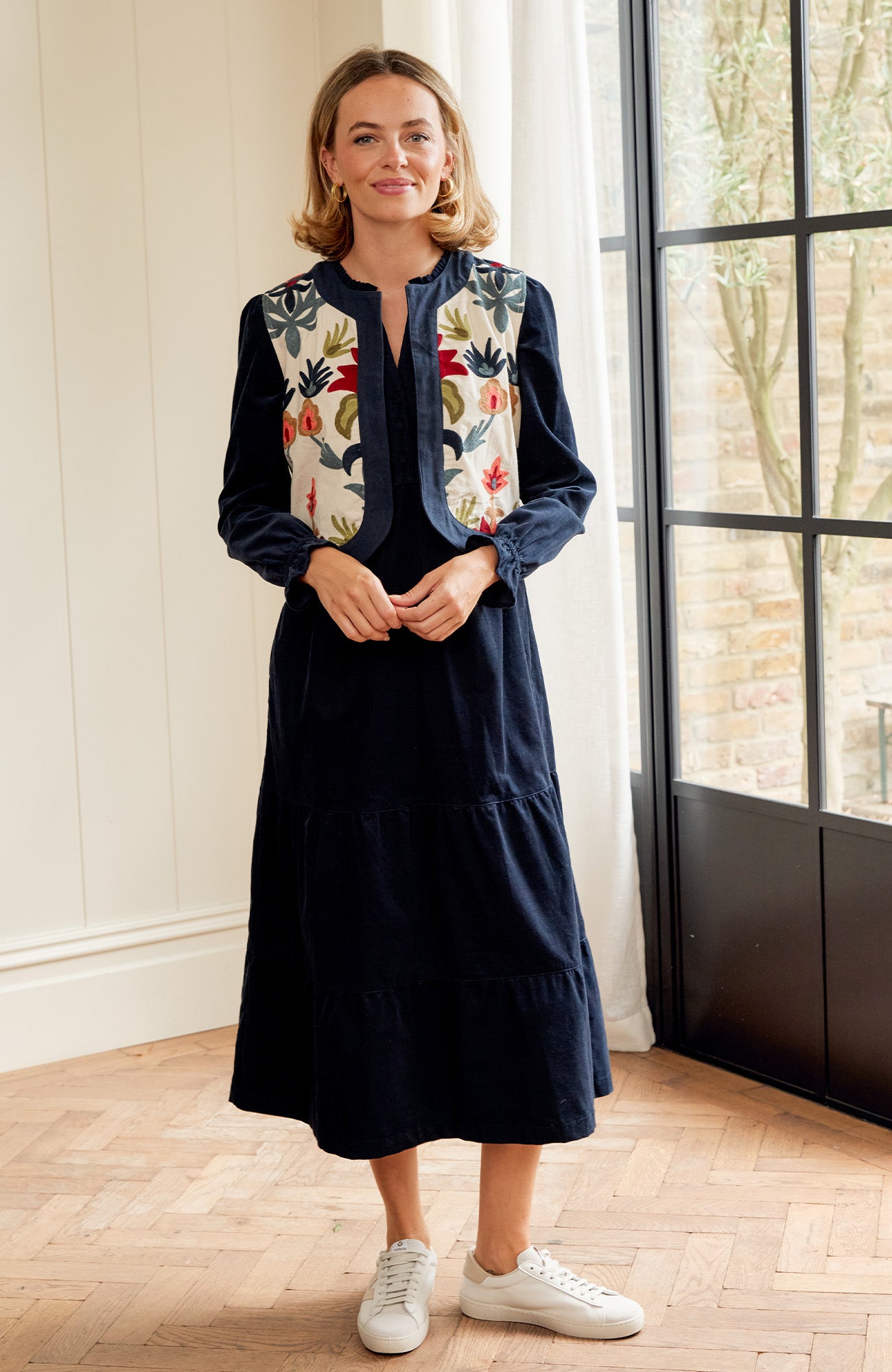 Pia Embroidered Gilet | Ecru/Multi - Image 8